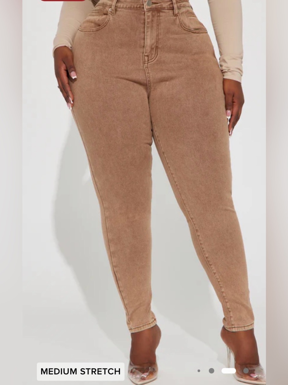 Fashion Nova High-Rise Skinny Jeans in Camel Brown